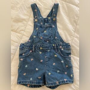The Children’s Place- denim overalls 3T shorts 100% cotton sweetheart love heart